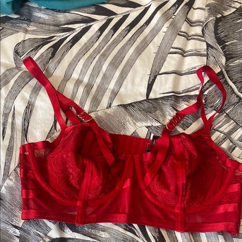 Elegant Red Lace Underwire Bra